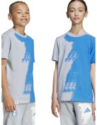 Adidas PERFORMANCE Tricou cu imprimeu abstract pentru fotbal - Alb/Gri deschis/Albastru
