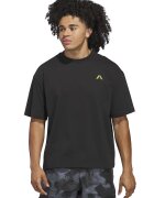 Adidas PERFORMANCE Tricou din amestec de bumbac cu decolteu la baza gatului - Negru/Verde lime