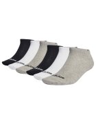 adidas Set de sosete pana la glezna - unisex - 6 perechi - Alb/Negru/Gri
