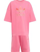 adidas Set tricou si pantaloni scurti cu logo pe piept si snur in talie