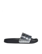 adidas Slapi sport barbati - Adilette Shower - negru/argintiu - sintetic -