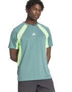 ADIDAS SPORTSWEAR adidas Performance - Tricou regular-fit cu decolteu la baza gatului - Galben pai/Verde deschis
