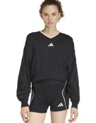 ADIDAS SPORTSWEAR Bluza de trening cu croiala crop si decolteu in V Stadium - Alb/Negru