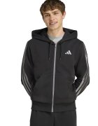 ADIDAS SPORTSWEAR Hanorac cu fermoar si benzi logo laterale - Negru stins/Argintiu