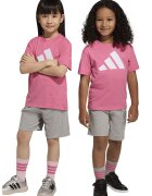 ADIDAS SPORTSWEAR Ser de tricou de bumbac si pantaloni scurti cu logo - 2 piese - Gri melange/Roz