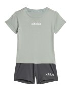 ADIDAS SPORTSWEAR Set de pantaloni scurti si tricou din bumbac - 2 Piese - Verde pal/Gri inchis