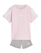 ADIDAS SPORTSWEAR Set de tricou si pantaloni scurti de bumbac - Roz pastel/Gri melange