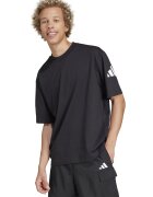 ADIDAS SPORTSWEAR Tricou cu decolteu la baza gatului si detaliu cu logo pe maneci - Alb/Negru