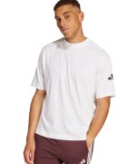ADIDAS SPORTSWEAR Tricou cu decolteu la baza gatului si detaliu cu logo pe maneci - Negru stins/Alb optic