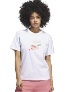 ADIDAS SPORTSWEAR Tricou cu decolteu la baza gatului si imprimeu - Alb/Piersica