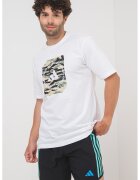 ADIDAS SPORTSWEAR Tricou cu decolteu la baza gatului si imprimeu logo - Alb/Negru
