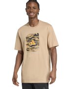 ADIDAS SPORTSWEAR Tricou cu decolteu la baza gatului si imprimeu logo - Galben pai/Maro nisip/Gri inchis