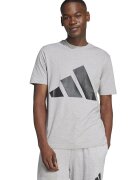ADIDAS SPORTSWEAR Tricou cu decolteu la baza gatului si imprimeu logo - Negru/Gri deschis