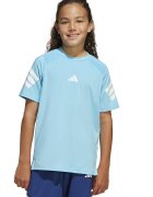 ADIDAS SPORTSWEAR Tricou cu decolteu la baza gatului si logo - Alb/Albastru deschis