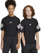 ADIDAS SPORTSWEAR Tricou cu decolteu la baza gatului si logo - Negru stins/Alb murdar