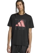 ADIDAS SPORTSWEAR Tricou cu decolteu la baza gatului si logo - Roz somon/Negru stins