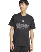 ADIDAS SPORTSWEAR Tricou cu imprimeu logo si decolteu la baza gatului - Negru