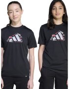 ADIDAS SPORTSWEAR Tricou cu logo si decolteu la baza gatului - Gri inchis