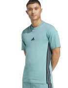 ADIDAS SPORTSWEAR Tricou din bumbac cu decolteu la baza gatului si logo - Negru/Albastru petrol