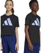 ADIDAS SPORTSWEAR Tricou din bumbac cu imprimeu logo cauciucat - Negru/Albastru