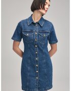 adL Rochie-camasa din denim cu croiala dreapta - Albastru