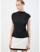 adL Tricou cu decolteu drapat - Negru