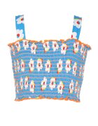 Agatha Ruiz de la Prada Top crop cu imprimeu floral - Alb/Albastru