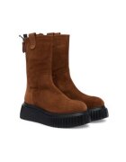 AGL Ghete dama - piele naturala - maro/negru