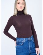 AGOLDE Bluza din amestec de lyocell cu guler inalt Pascale - Maro