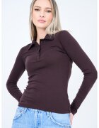AGOLDE Bluza polo slim fit Amos - Maro inchis
