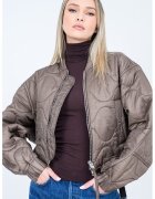AGOLDE Jacheta crop matlasata cu maneci bufante Iona - Maro taupe