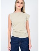 AGOLDE Tricou uni de bumbac - Bej deschis