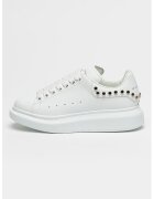 Alexander McQueen Pantofi sport wedge de piele cu tinte - Alb/Argintiu