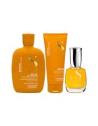 Alfaparf Milano Set ingrijire par Alfaparf Semi di Lino Semi di Lino Sunshine - Sampon 250 ml + Balsam 200 ml + Ulei iluminator Cristalli Liquidi 15 ml