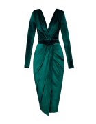 Alina Cernatescu Rochie bodycon de catifea Jade Agate - Verde