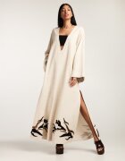 Alina Cernatescu Rochie lunga din in si bumbac cu broderii multicolore Sahara - Crem