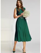 Alina Cernatescu Rochie midi cu croiala in A si curea Vienna - Verde