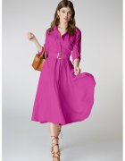 Alina Cernatescu Rochie midi evazata cu o curea Classy