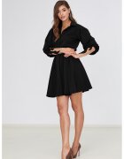 Alina Cernatescu Rochie mini evazata cu maneci bufate - Negru