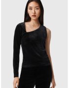 AllSaints Bluza de catifea cu decolteu pe un umar - Negru