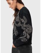 AllSaints Bluza de trening cu aplicatie cu margele Cecile - Negru/Argintiu