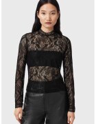 AllSaints Bluza din dantela cu guler scurt Aria - Negru