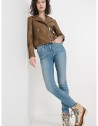 AllSaints Jacheta biker slim fit de piele Dalby - Caramel