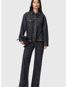 AllSaints Jacheta din denim cu terminatie cu peplum Denby - Bleumarin
