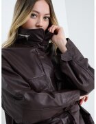 AllSaints Jacheta lejera din piele cu buzunare - Maro cognac