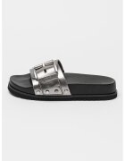 AllSaints Papuci de piele ecologica cu catarama - Argintiu