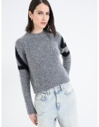 AllSaints Pulover din amestec de lana alpaca Sylvie - Negru/Gri melange