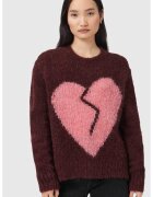 AllSaints Pulover pufos din amestec de lana cu imprimeu cu inima Luv - Visiniu/Roz