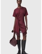 AllSaints Rochie asimetrica cu detaliu rasucit si dantela Lana - Visiniu