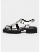 AllSaints Sandale fisherman din piele Tess - Argintiu